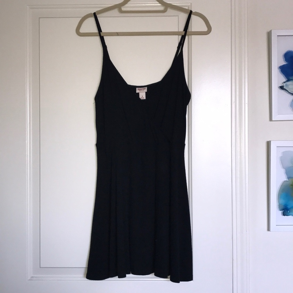 Mission Supply Co. black ribbed skater dress.
